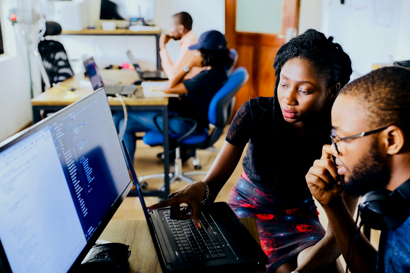 Team reviewing a website together