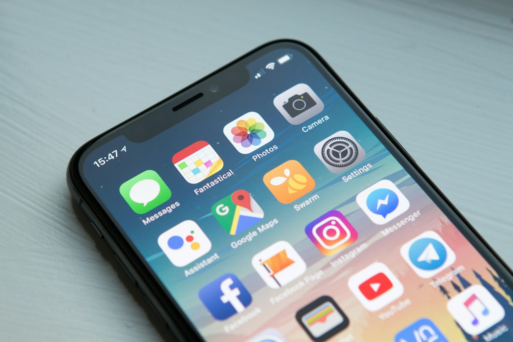 Smartphone showing mobile apps