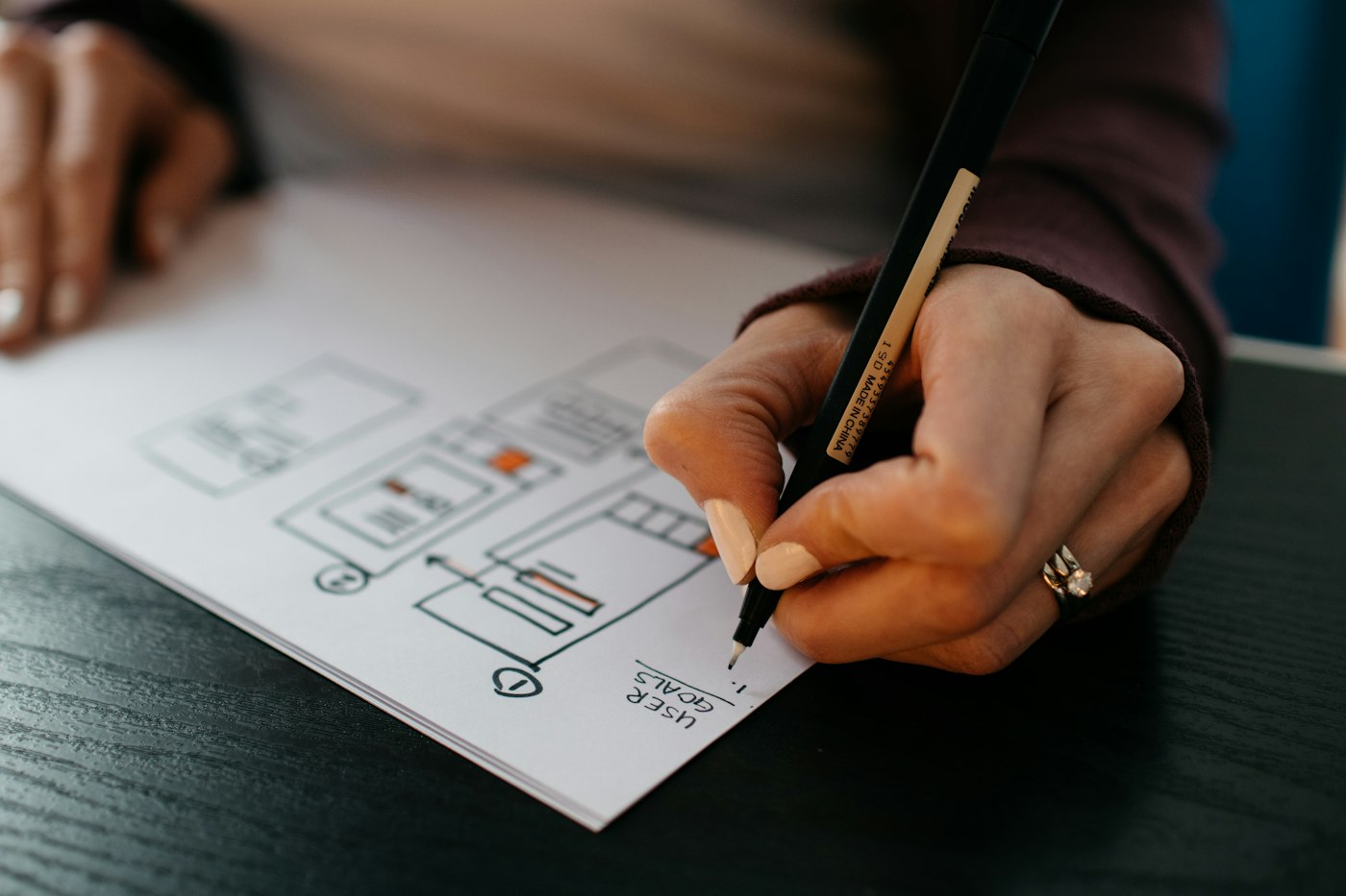 App wireframes and interface sketches